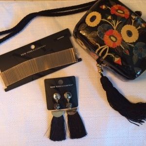 NWT New York & Co Tassel Earrings & Mesh Choker